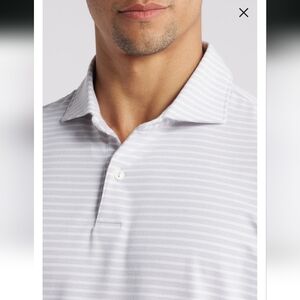 Peter Millar Lavender Purple Crown  Albatross Stripe Pima Cotton Blend Polo EUC